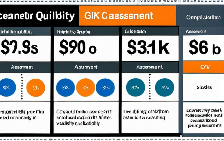 **Vulnerability Analysis Diagram:** A visual representation of identifying, measuring, and classifying vulnerabilities in a computer system. Include elements like scanning tools, risk assessment charts, and vulnerability classification labels (e.g., CVSS scores). Style: Modern infographic.