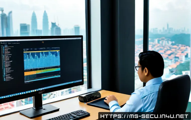 정보보안 실무에서 자주 사용하는 오픈소스 도구 - Photorealistic cybersecurity analyst in a modern Kuala Lumpur office, working at a clean dual-monito...